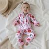 imageKuriozud Kids Toddler Girl Halloween Pajamas Fuzzy Trim Long Sleeve Button Down Shirt Top and Pants 2pcs Pjs Sets SleepwearFloral Ghost Bow Pink