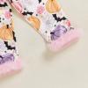 imageKuriozud Kids Toddler Girl Halloween Pajamas Fuzzy Trim Long Sleeve Button Down Shirt Top and Pants 2pcs Pjs Sets SleepwearFloral Pumpkin Bat Apricot
