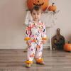 imageKuriozud Kids Toddler Girl Halloween Pajamas Fuzzy Trim Long Sleeve Button Down Shirt Top and Pants 2pcs Pjs Sets SleepwearFloral Pumpkin Ghost Pink