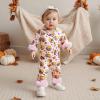 imageKuriozud Kids Toddler Girl Halloween Pajamas Fuzzy Trim Long Sleeve Button Down Shirt Top and Pants 2pcs Pjs Sets SleepwearFloral Pumpkin Pink