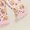 imageKuriozud Kids Toddler Girl Halloween Pajamas Fuzzy Trim Long Sleeve Button Down Shirt Top and Pants 2pcs Pjs Sets SleepwearFloral Pumpkin Pink