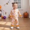 imageKuriozud Kids Toddler Girl Halloween Pajamas Fuzzy Trim Long Sleeve Button Down Shirt Top and Pants 2pcs Pjs Sets SleepwearFloral Pumpkin Spice Orange