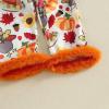 imageKuriozud Kids Toddler Girl Halloween Pajamas Fuzzy Trim Long Sleeve Button Down Shirt Top and Pants 2pcs Pjs Sets SleepwearTurkey Pumpkin Orange