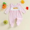 imageKuriozud My First Halloween Baby Girl Boy Outfit Newborn Pumpkin Jumpsuit Romper Halloween Footie Pajamas Coming Home OutfitPumpkin Embroidery Pink