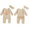 imageKuriozud My First Halloween Outfit Baby Girl Ghost Romper Pumpkin Onesie Newborn Preemie Girl Pajamas Thanksgiving ClothesHalloween Beige