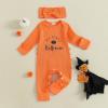 imageKuriozud My First Halloween Outfit Baby Girl Ghost Romper Pumpkin Onesie Newborn Preemie Girl Pajamas Thanksgiving ClothesHalloween Orange