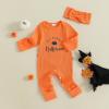 imageKuriozud My First Halloween Outfit Baby Girl Ghost Romper Pumpkin Onesie Newborn Preemie Girl Pajamas Thanksgiving ClothesHalloween Orange