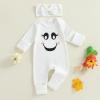 imageKuriozud My First Halloween Outfit Baby Girl Ghost Romper Pumpkin Onesie Newborn Preemie Girl Pajamas Thanksgiving ClothesHalloween White