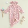 imageKuriozud My First Halloween Outfit Baby Girl Ghost Romper Pumpkin Onesie Newborn Preemie Girl Pajamas Thanksgiving ClothesPink Bunny
