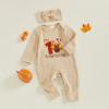 imageKuriozud My First Halloween Outfit Baby Girl Ghost Romper Pumpkin Onesie Newborn Preemie Girl Pajamas Thanksgiving ClothesThanksgiving Beige
