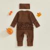 imageKuriozud My First Halloween Outfit Baby Girl Ghost Romper Pumpkin Onesie Newborn Preemie Girl Pajamas Thanksgiving ClothesThanksgiving Brown