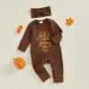 imageKuriozud My First Halloween Outfit Baby Girl Ghost Romper Pumpkin Onesie Newborn Preemie Girl Pajamas Thanksgiving ClothesThanksgiving Brown