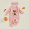 imageKuriozud My First Halloween Outfit Baby Girl Ghost Romper Pumpkin Onesie Newborn Preemie Girl Pajamas Thanksgiving ClothesThanksgiving Pink