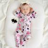 imageKuriozud Newborn Baby Girl Boy Footie Romper One Piece Jumpsuit Sleeper Infant ClothesFlower  Ghost Pink