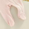 imageKuriozud Newborn Baby Girl Boy Footie Romper One Piece Jumpsuit Sleeper Infant ClothesStriped Ruffle Pink