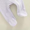 imageKuriozud Newborn Baby Girl Boy Footie Romper One Piece Jumpsuit Sleeper Infant ClothesStriped Ruffle Purple