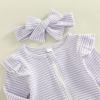imageKuriozud Newborn Baby Girl Boy Footie Romper One Piece Jumpsuit Sleeper Infant ClothesStriped Ruffle Purple