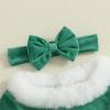 imageKuriozud Newborn Baby Girl Christmas Outfit Long Sleeve Ruffle Romper Jumpsuit with Headband Cute Infant Girl ClothesChristmas Tree Green
