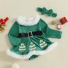 imageKuriozud Newborn Baby Girl Christmas Outfit Long Sleeve Ruffle Romper Jumpsuit with Headband Cute Infant Girl ClothesChristmas Tree Green