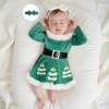 imageKuriozud Newborn Baby Girl Christmas Outfit Long Sleeve Ruffle Romper Jumpsuit with Headband Cute Infant Girl ClothesChristmas Tree Green