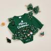 imageKuriozud Newborn Baby Girl Christmas Outfit Long Sleeve Ruffle Romper Jumpsuit with Headband Cute Infant Girl ClothesMerry Christmas Green