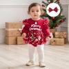 imageKuriozud Newborn Baby Girl Christmas Outfit Long Sleeve Ruffle Romper Jumpsuit with Headband Cute Infant Girl ClothesMerry Christmas Red