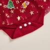 imageKuriozud Newborn Baby Girl Christmas Outfit Long Sleeve Ruffle Romper Jumpsuit with Headband Cute Infant Girl ClothesMerry Christmas Red