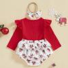 imageKuriozud Newborn Baby Girl Christmas Outfit Long Sleeve Ruffle Romper Jumpsuit with Headband Cute Infant Girl ClothesReindeer White