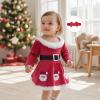 imageKuriozud Newborn Baby Girl Christmas Outfit Long Sleeve Ruffle Romper Jumpsuit with Headband Cute Infant Girl ClothesSanta Red