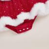 imageKuriozud Newborn Baby Girl Christmas Outfit Long Sleeve Ruffle Romper Jumpsuit with Headband Cute Infant Girl ClothesSanta Sequins Tulle Red