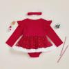 imageKuriozud Newborn Baby Girl Christmas Outfit Long Sleeve Ruffle Romper Jumpsuit with Headband Cute Infant Girl ClothesSanta Sequins Tulle Red