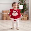 imageKuriozud Newborn Baby Girl Christmas Outfit Long Sleeve Ruffle Romper Jumpsuit with Headband Cute Infant Girl ClothesSanta Sequins Tulle Red