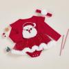 imageKuriozud Newborn Baby Girl Christmas Outfit Long Sleeve Ruffle Romper Jumpsuit with Headband Cute Infant Girl ClothesSanta Sequins Tulle Red