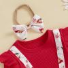 imageKuriozud Newborn Baby Girl Christmas Outfit Long Sleeve Ruffle Romper Jumpsuit with Headband Cute Infant Girl ClothesSanta White
