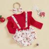 imageKuriozud Newborn Baby Girl Christmas Outfit Long Sleeve Ruffle Romper Jumpsuit with Headband Cute Infant Girl ClothesSanta White