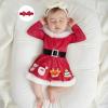 imageKuriozud Newborn Baby Girl Christmas Outfit Long Sleeve Ruffle Romper Jumpsuit with Headband Cute Infant Girl ClothesSnowman Reindeer Santa Tree