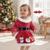 imageKuriozud Newborn Baby Girl Christmas Outfit Long Sleeve Ruffle Romper Jumpsuit with Headband Cute Infant Girl ClothesSnowman Reindeer Santa Tree