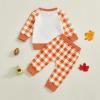 imageKuriozud Toddler Baby Boy Thanksgiving Outfit Little Turkey Shirt Long Sleeve Sweatshirt Pants Set Newborn Boy Fall ClothesFootball Turkey Plaid