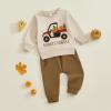 imageKuriozud Toddler Baby Boy Thanksgiving Outfit Little Turkey Shirt Long Sleeve Sweatshirt Pants Set Newborn Boy Fall ClothesTurkey Car Gobble Khaki
