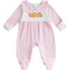 imageKuriozud My First Halloween Baby Girl Boy Outfit Newborn Pumpkin Jumpsuit Romper Halloween Footie Pajamas Coming Home OutfitPumpkin Embroidery Pink