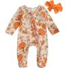 imageKuriozud Newborn Baby Girl Boy Footie Romper One Piece Jumpsuit Sleeper Infant ClothesFlower  Pumpkin Orange