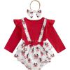 imageKuriozud Newborn Baby Girl Christmas Outfit Long Sleeve Ruffle Romper Jumpsuit with Headband Cute Infant Girl ClothesReindeer White