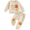 imageKuriozud Toddler Baby Boy Thanksgiving Outfit Little Turkey Shirt Long Sleeve Sweatshirt Pants Set Newborn Boy Fall ClothesTurkey Aint the Only Thing in the Oven Apricot