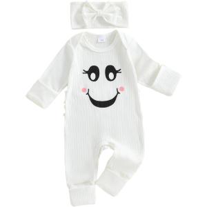imageKuriozud My First Halloween Outfit Baby Girl Ghost Romper Pumpkin Onesie Newborn Preemie Girl Pajamas Thanksgiving ClothesHalloween White