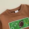 imageKuriozud Toddler Baby Boy Spring Fall Winter Clothes Outfit Embroidery Sweatshirt Tops Pants Set 6 12 18 24Months 2t 3t 4tFootball Coffee