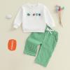 imageKuriozud Toddler Baby Boy Spring Fall Winter Clothes Outfit Embroidery Sweatshirt Tops Pants Set 6 12 18 24Months 2t 3t 4tFootball Green