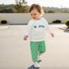 imageKuriozud Toddler Baby Boy Spring Fall Winter Clothes Outfit Embroidery Sweatshirt Tops Pants Set 6 12 18 24Months 2t 3t 4tFootball Green