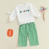 imageKuriozud Toddler Baby Boy Spring Fall Winter Clothes Outfit Embroidery Sweatshirt Tops Pants Set 6 12 18 24Months 2t 3t 4tFootball Green
