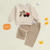imageKuriozud Toddler Baby Boy Spring Fall Winter Clothes Outfit Embroidery Sweatshirt Tops Pants Set 6 12 18 24Months 2t 3t 4tFootball Khaki