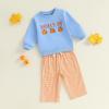 imageKuriozud Toddler Baby Boy Spring Fall Winter Clothes Outfit Embroidery Sweatshirt Tops Pants Set 6 12 18 24Months 2t 3t 4tMamas Boy Blue